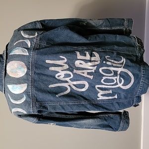 Free People Custom Painted You Are Magic Jean Jacket Size Medium